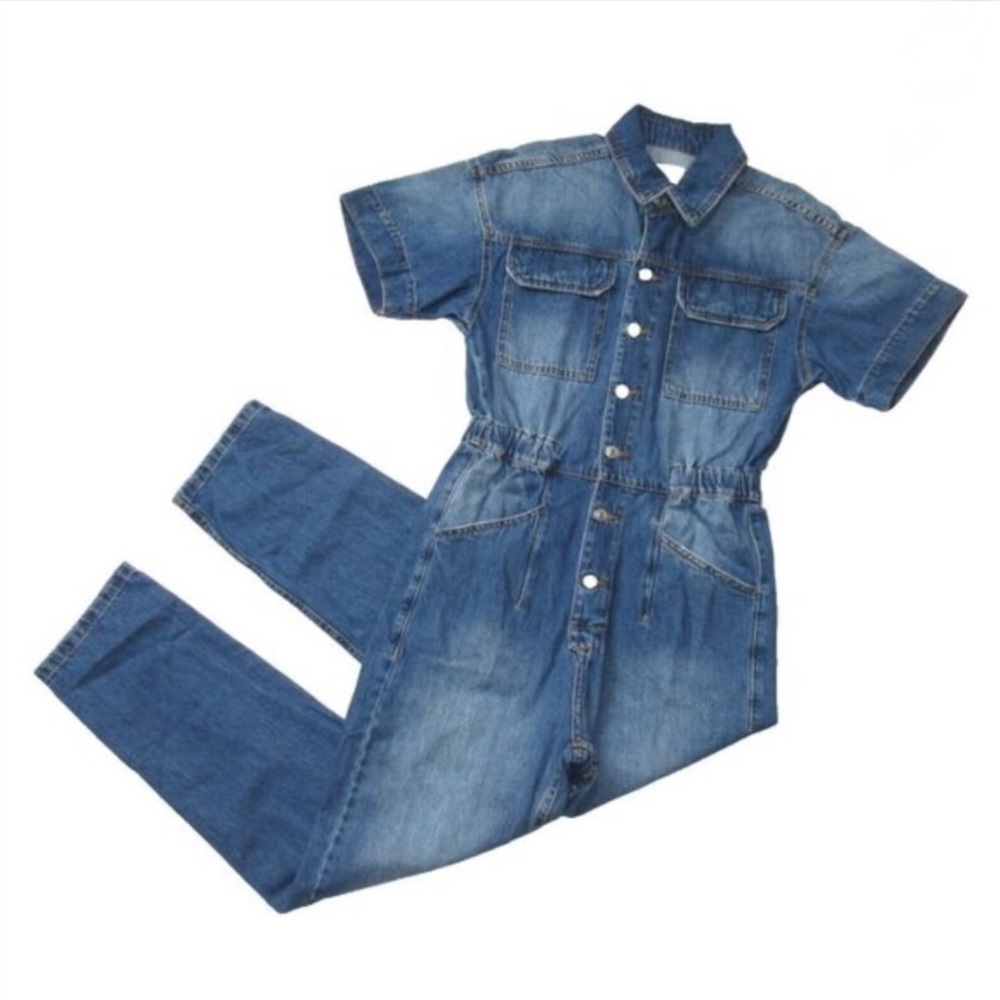 We The Free People Marci Coverall in High Noon Denim Jumpsuit New Size L - Picture 3 of 4